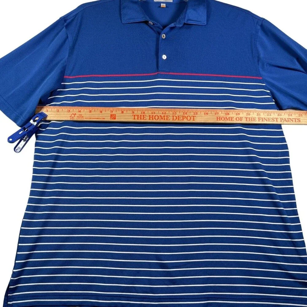 Peter Millar Polo Shirt Mens Size L Blue Striped Summer Comfort Fenway Golf Club